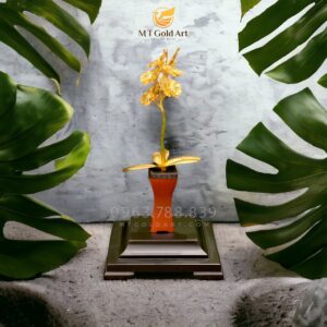 Chậu Lan Hồ Điệp 1 cành dát vàng (14x12x26cm)