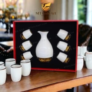 Bộ bình ly trơn pha lê sứ đúc vàng – Quà tặng VIP độc lạ (GP03)