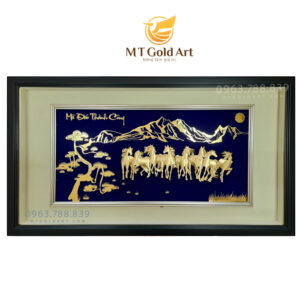 Tranh bát mã dát vàng lá 24k (50x90cm)