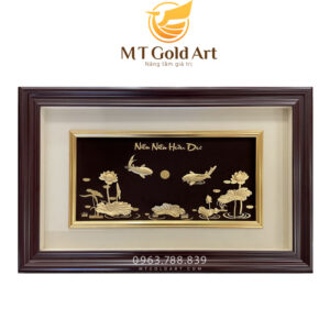 Tranh cá chép hoa sen - niên niên hữu dư (40x65cm)