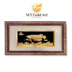 Tranh cá rồng dát vàng 24k (50x90cm)