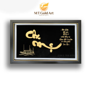 Tranh chữ cha mẹ dát vàng 24k