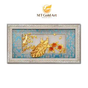 Tranh Đôi Chim công và Hoa mẫu đơn (75x146cm)