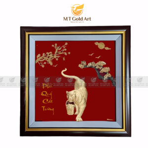Tranh hổ dát vàng 24k (30x30cm)