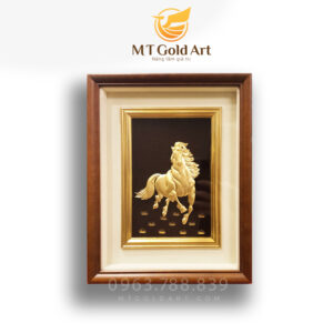 Tranh Mã đáo thành công dát vàng (27x34cm) - Khung CNC