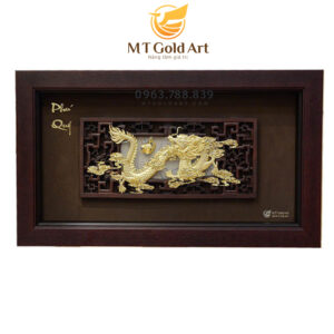 Tranh Rồng phú quý dát vàng (39x69cm)