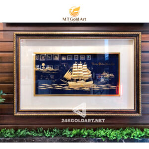 Tranh thuyền thuận buồm xuôi gió dát vàng (100x150cm)