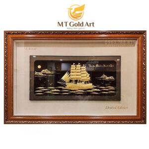 Tranh thuyền thuận buồm xuôi gió dát vàng 24k (100x150cm)