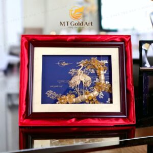 Tranh tùng hạc diên niên – Quà cưới, quà mừng thọ cao cấp (25x32cm)