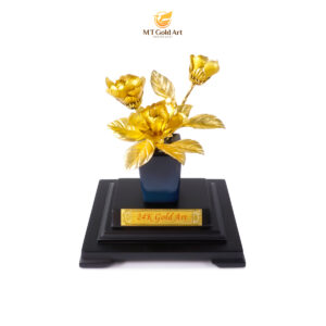 Chậu hoa mộc lan dát vàng (17x14x22cm)