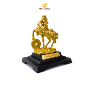 Tượng Ngựa tài lộc dát vàng (14x17x22cm)