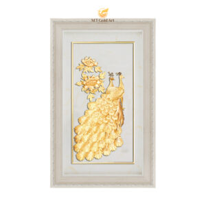 Tranh Đôi Chim công và hoa mẫu đơn (36x58cm)