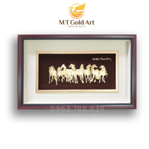 Tranh Mã đáo thành công dát vàng - Tranh bát mã (65x90cm)