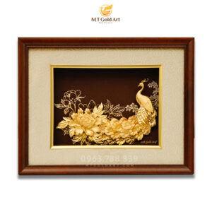 Tranh Chim công và Hoa mẫu đơn (25x32cm)