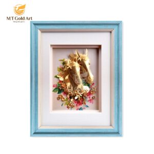 Tranh dát vàng Đôi ngựa tình nhân (27x34cm)