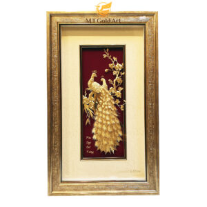 Tranh đôi chim công dát vàng (40x65cm)