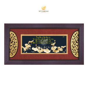 Tranh hồ hoa sen dát vàng (42x81cm)