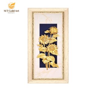 Tranh hoa hướng dương dát vàng (18x40cm)