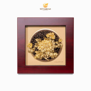 Tranh hoa mẫu đơn dát vàng (20x20cm)