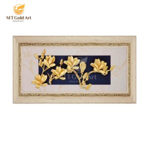 Tranh Hoa mộc lan dát vàng (18x40cm)