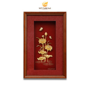 Tranh hoa sen dát vàng 24k (25x40cm)