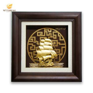 Tranh thuận buồm xuôi gió dát vàng (20x20cm)