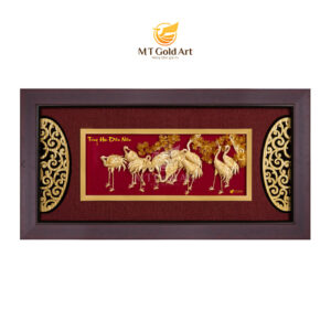 Tranh tùng hạc diên niên dát vàng (60x126cm)