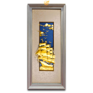 Tranh thuyền thuận buồm xuôi gió dát vàng (55x110cm)